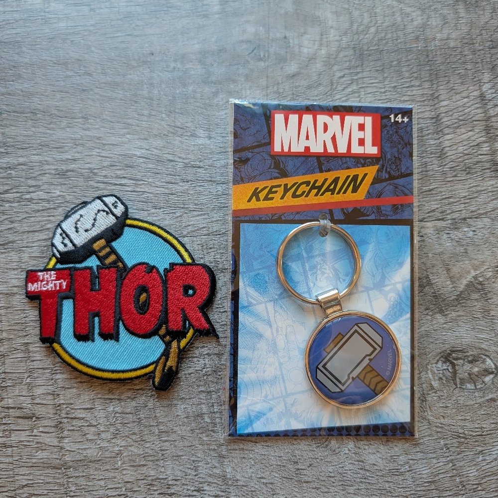 Marvel Thor Hammer Patch and Keychain Bundle - NWT Loungefly